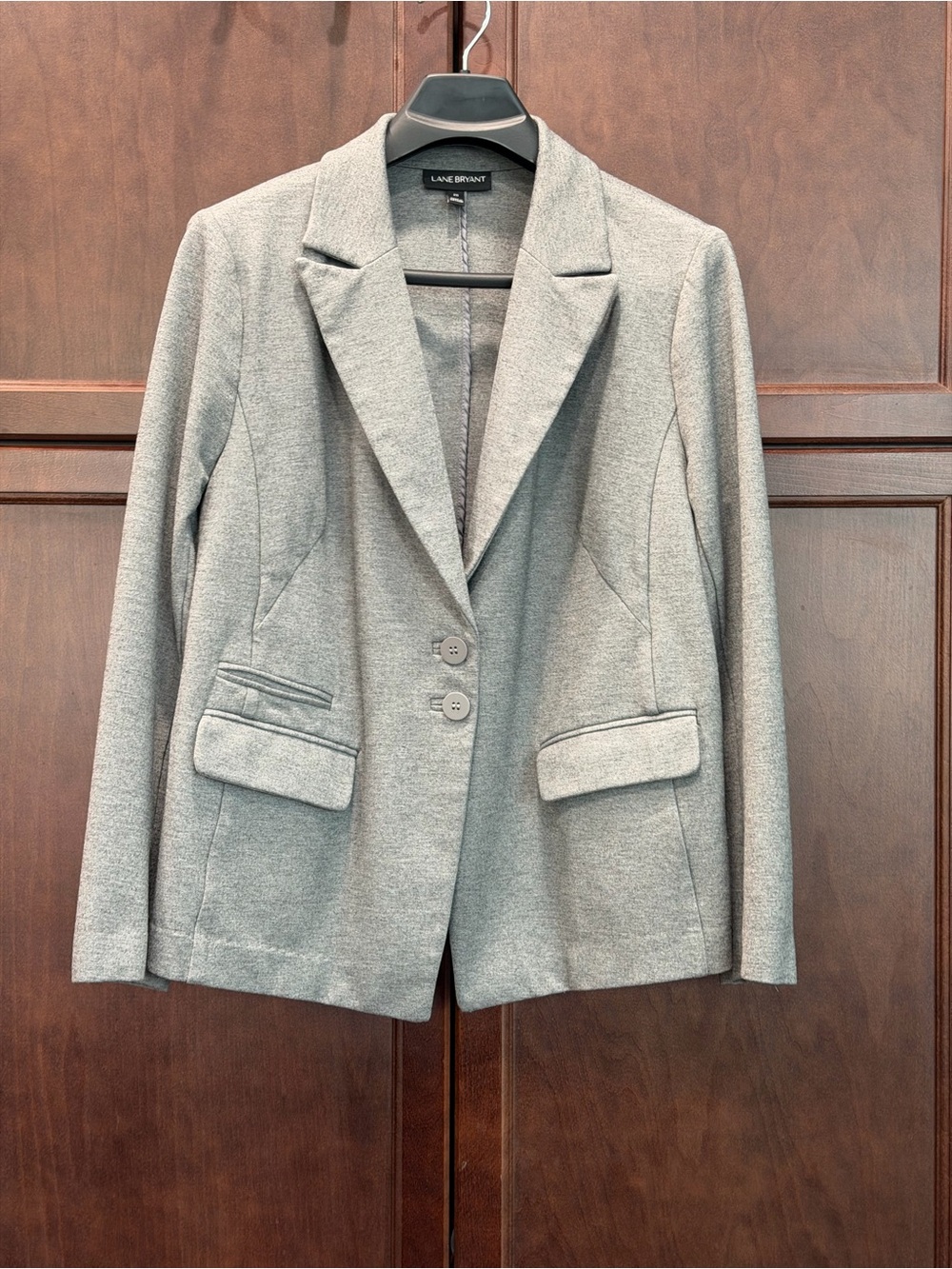Lane Bryant Light Gray Ponte Two-Button Tailored Blazer